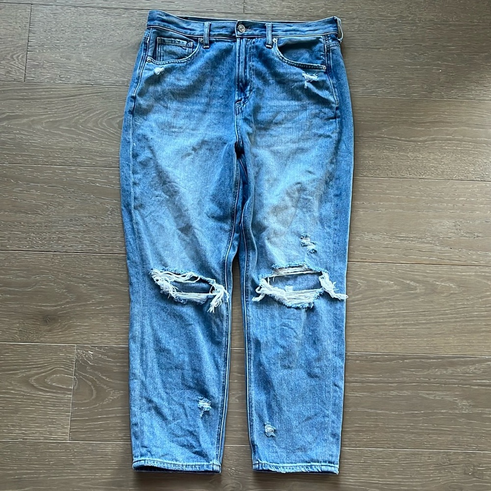 American Eagle Distressed Mom Jeans size 10 short inseam